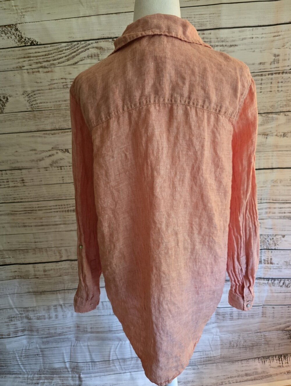 C&C California Coral 100% Linen Button-Down Shirt Size Large - Picture 5 of 6